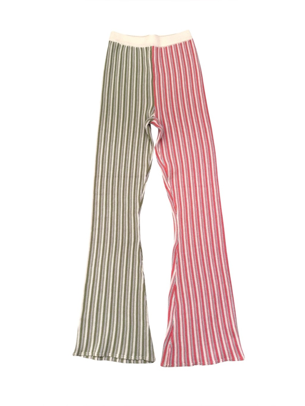 Yllw The Label Chelsie Knit Pants Pink and Green Stripe Flare size XS